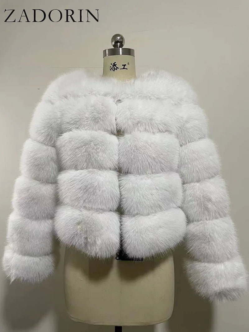 Long Sleeve Faux Fox Fur Coat Women Winter Fashion Thick Warm Fur Coats Outerwear Fake Fur Jacket Woman Clothing