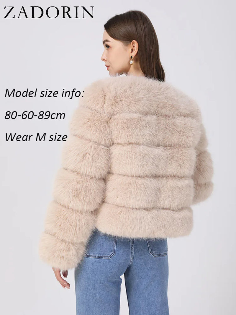 Long Sleeve Faux Fox Fur Coat Women Winter Fashion Thick Warm Fur Coats Outerwear Fake Fur Jacket Woman Clothing